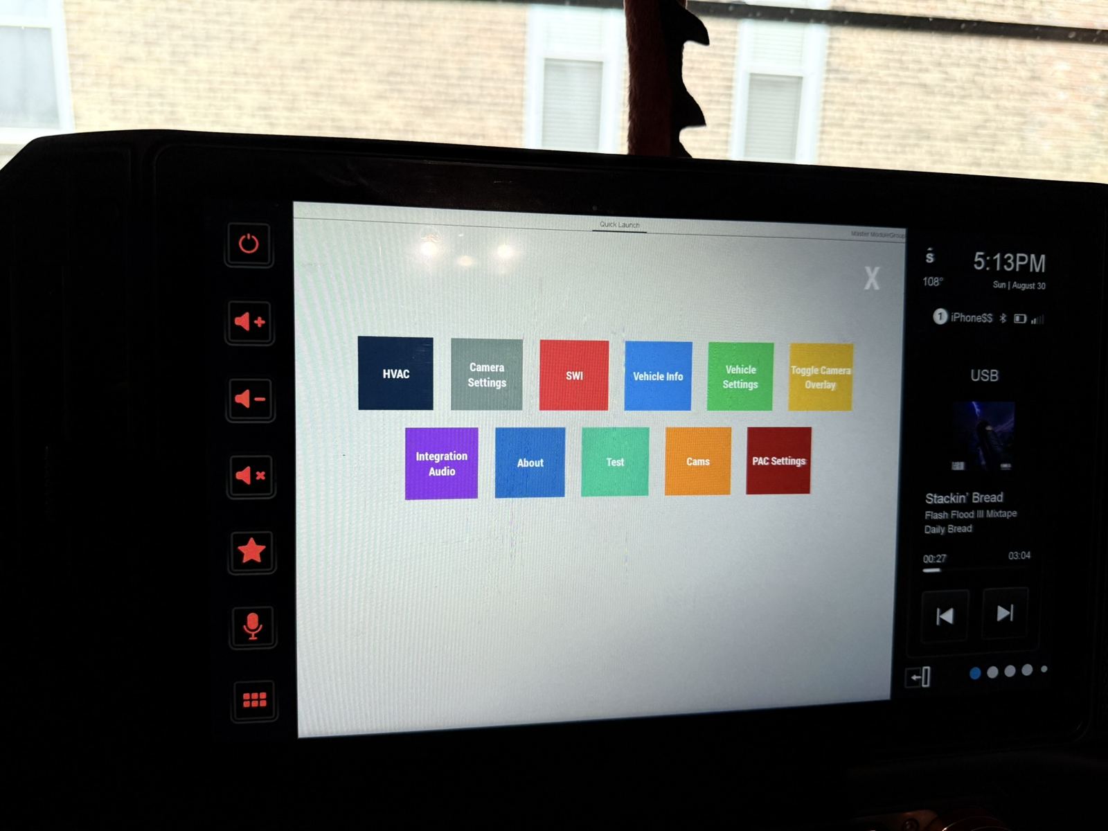 The stock Stinger quick launch menu