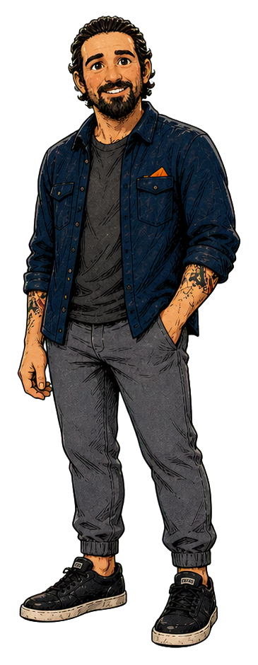 Dustin's original illustrated character