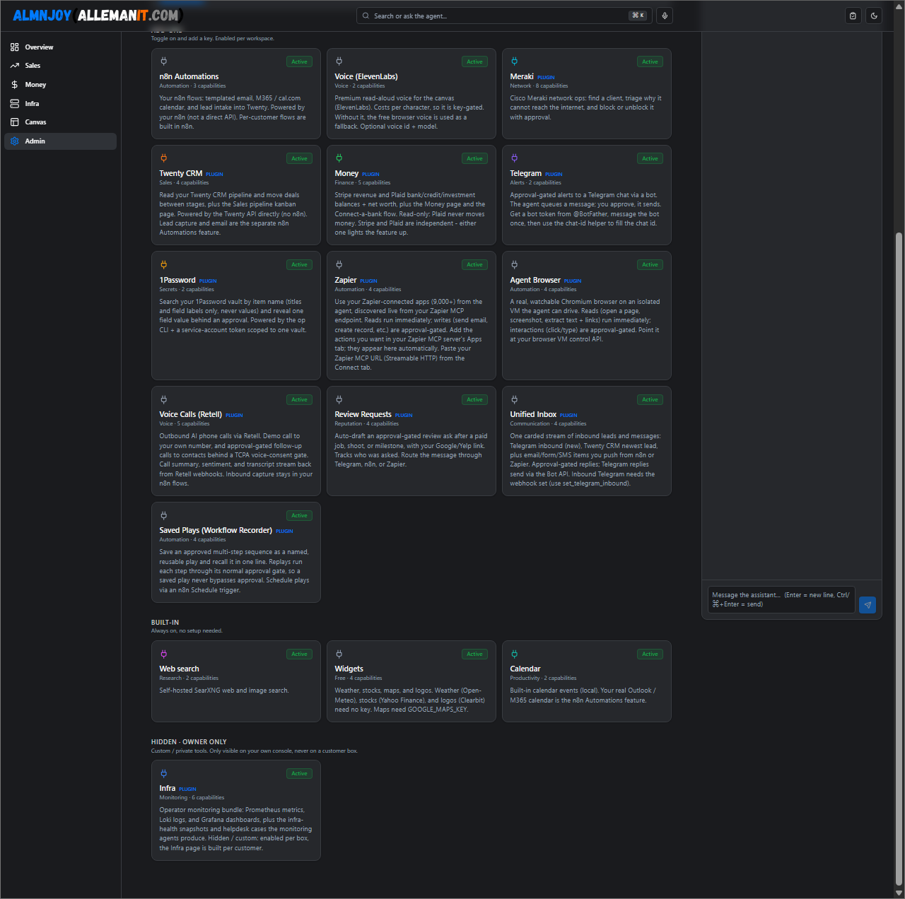 The plugin marketplace. Everything is modular, so features switch on per environment.